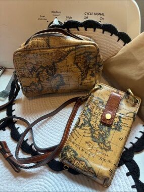 Patricia Nash Map-Print Crossbody Bag in Tan and Brown